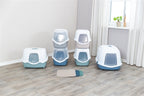Trixie Katzenklo Vico Open Top Mit Haube Blau Grau / Weiss
