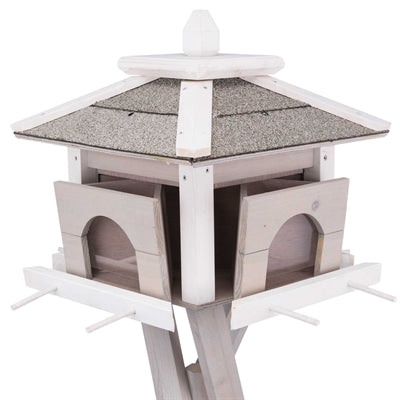 Trixie Natura Vogelfutterhaus Mit Ständer Und 4 Silos Kiefer Grau/Weiss
