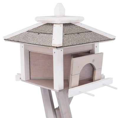 Trixie Natura Vogelfutterhaus Mit Ständer Und 4 Silos Kiefer Grau/Weiss