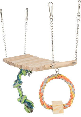 Trixie Hängebrücke Holz Mit Zahnseide Spielzeug