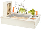 Trixie Mit Futterschale / Wasserschale / Heuraufe Holz Natur