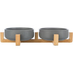 Trixie Trinkschale Set Keramik Grau / Holz