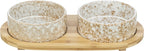 Trixie Set Futternapf / Wassernapf Keramik / Bambus Weiss / Natur
