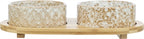 Trixie Set Futternapf / Wassernapf Keramik / Bambus Weiss / Natur