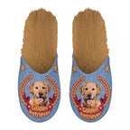 Markenlos Pantoffel Golden Retriever Flieder/Beige