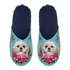 Markenlos Hausschuh Shih Tzu Hellblau/Dunkelblau
